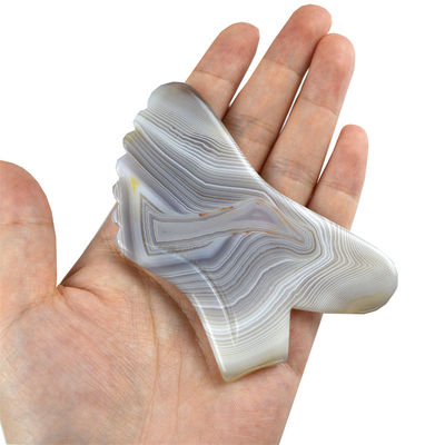 Logotipo personalizado disponible 100% Agate Gris Natural Gua Sha Herramienta de Masaje para Cuidado de la Piel del Cuerpo Spa de Estiramiento Facial Equipo de Belleza