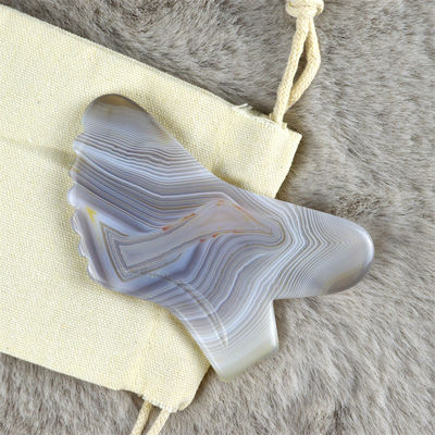 Logotipo personalizado disponible 100% Agate Gris Natural Gua Sha Herramienta de Masaje para Cuidado de la Piel del Cuerpo Spa de Estiramiento Facial Equipo de Belleza