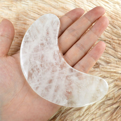 2024 forma de luna claro cuarzo Gua Sha raspado tablero de masaje de piedra Guasha masajeador facial para la salud del cuerpo y el cuidado de la belleza