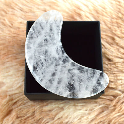2024 forma de luna claro cuarzo Gua Sha raspado tablero de masaje de piedra Guasha masajeador facial para la salud del cuerpo y el cuidado de la belleza