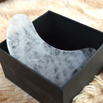 2024 forma de luna claro cuarzo Gua Sha raspado tablero de masaje de piedra Guasha masajeador facial para la salud del cuerpo y el cuidado de la belleza