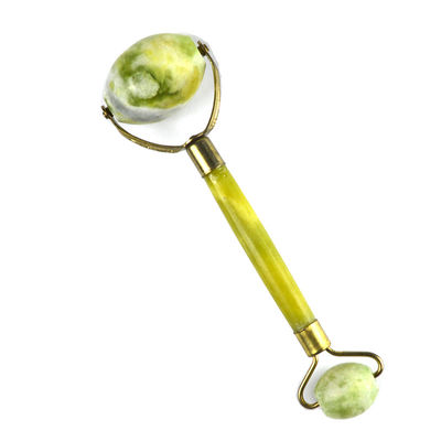 Xiuyan Jade Cuidado de la piel Jade Stone Facial Eye Therapy Estiramiento de la piel Spa Eliminator de arrugas Masajista Roller facial con mango de flores