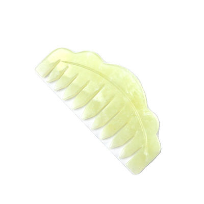 Natural Xiuyan Jade Gua Sha raspado peine de masaje para la terapia de la cabeza y el tratamiento del cabello Herramienta de tratamiento del cuero cabelludo