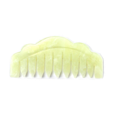 Natural Xiuyan Jade Gua Sha raspado peine de masaje para la terapia de la cabeza y el tratamiento del cabello Herramienta de tratamiento del cuero cabelludo