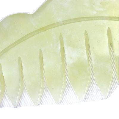 Natural Xiuyan Jade Gua Sha raspado peine de masaje para la terapia de la cabeza y el tratamiento del cabello Herramienta de tratamiento del cuero cabelludo