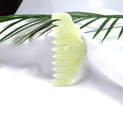Natural Xiuyan Jade Gua Sha raspado peine de masaje para la terapia de la cabeza y el tratamiento del cabello Herramienta de tratamiento del cuero cabelludo