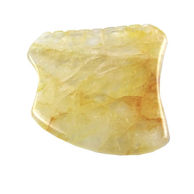 Equipo de masaje corporal con tabla de raspado de gua sha de cítrico amarillo y piedra de guasha de cristal amarillo