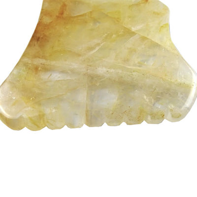 Equipo de masaje corporal con tabla de raspado de gua sha de cítrico amarillo y piedra de guasha de cristal amarillo