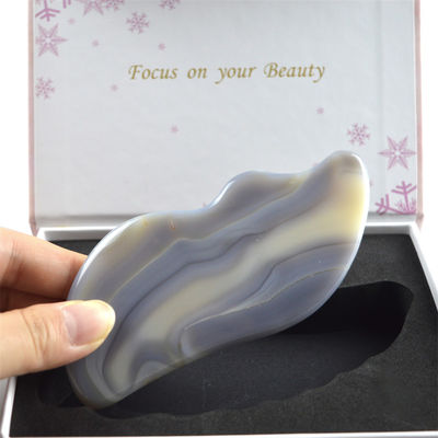 Piedra de masaje corporal Agata blanca Gua Sha tabla de raspado para el cuidado personal y relajación de todo el cuerpo