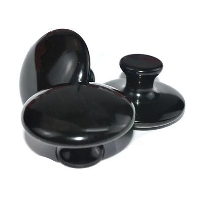 Herramienta de masaje corporal 2024 Piedra Bian Negro Gran hongo en forma de Gua Sha Masajista para masaje facial y cuidado de la salud 55mm*35mm