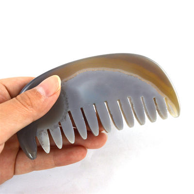 Agate Gua Sha Cuero cabelludo Peinado de masaje tabla Peinado de piedra herramienta de cuidado personal de la cabeza con logotipo personalizado