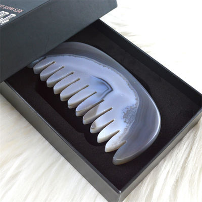 Agate Gua Sha Cuero cabelludo Peinado de masaje tabla Peinado de piedra herramienta de cuidado personal de la cabeza con logotipo personalizado