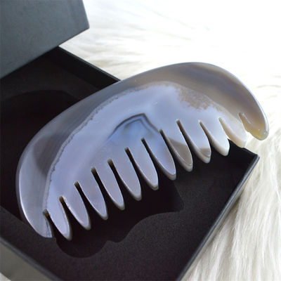 Agate Gua Sha Cuero cabelludo Peinado de masaje tabla Peinado de piedra herramienta de cuidado personal de la cabeza con logotipo personalizado