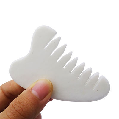 Área de masaje completo del cuerpo Natural Blanco Xiuyan Jade Peinado para el cabello Gua Sha Herramientas Jade Masajista para aliviar la tensión del cuero cabelludo