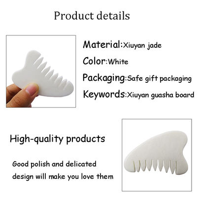 Área de masaje completo del cuerpo Natural Blanco Xiuyan Jade Peinado para el cabello Gua Sha Herramientas Jade Masajista para aliviar la tensión del cuero cabelludo