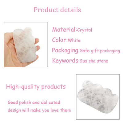 Guasha de cristal blanco Gua Sha de jade natural Guasha herramientas faciales para masaje corporal SPA Acupuntura Cara Cuello y ojos Cuidado de la piel regalo