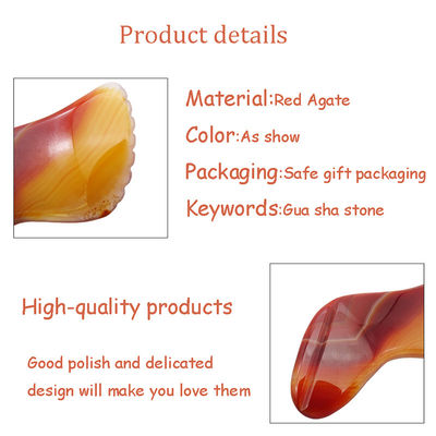Agate Rojo Gua Sha herramienta de masaje para SPA terapia de acupuntura y masaje facial y del cuerpo cuidado de la salud