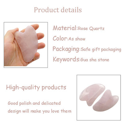 OEM/ODM aceptable Rose Quartz Gua Sha Natural Jade Guasha Herramientas faciales para el cuerpo Cara Cuello y ojos Cuidado de la piel Masaje SPA