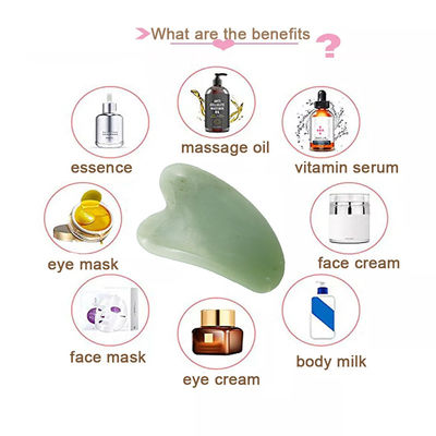 Xiuyan Jade Guasha Tabla para cuidado de la piel del rostro y el cuerpo Forma del corazón Gua Sha herramienta de masaje para aliviar las tensiones musculares