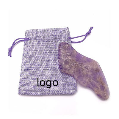 Masaje facial herramienta de raspado de amatista gua sha para masaje natural del cuerpo