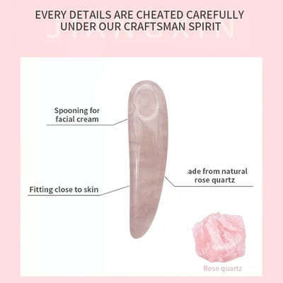 Cuchara de cuarzo rosa para gua sha y cosméticos aplicador de varilla de belleza espátula