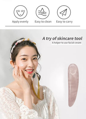 Cuchara de cuarzo rosa para gua sha y cosméticos aplicador de varilla de belleza espátula