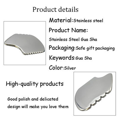 Plata Gua Sha herramienta facial tabla Guasha de acero inoxidable para SPA acupuntura para el cuerpo cara cuello y ojos cuidado de la piel regalo para mujer
