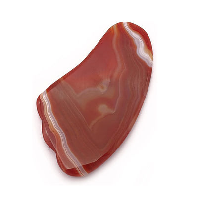 Función de elevación facial Plata de desecho de Gua Sha de cristal de ágata roja para portátil