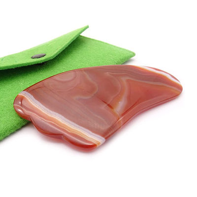 Función de elevación facial Plata de desecho de Gua Sha de cristal de ágata roja para portátil