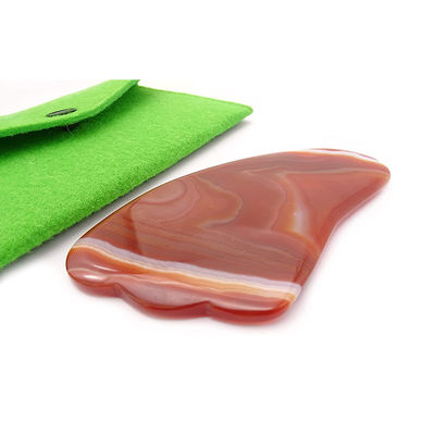 Función de elevación facial Plata de desecho de Gua Sha de cristal de ágata roja para portátil