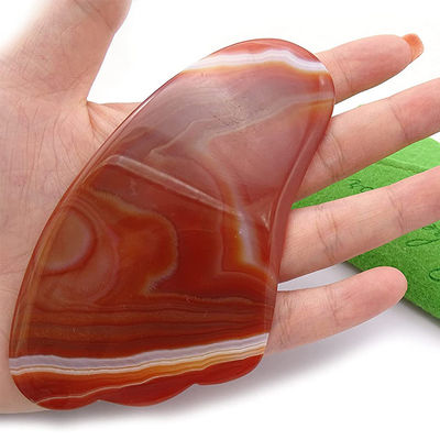 Función de elevación facial Plata de desecho de Gua Sha de cristal de ágata roja para portátil