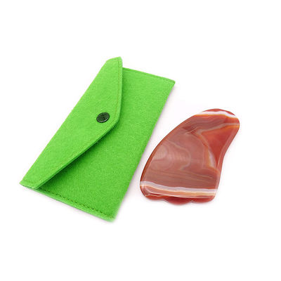 Función de elevación facial Plata de desecho de Gua Sha de cristal de ágata roja para portátil