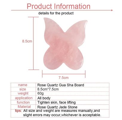 Masajeador facial de forma de mariposa Placa de masaje de Jade Guasha piedra natural Gua Sha raspador para cuello cuerpo acupuntura Spa