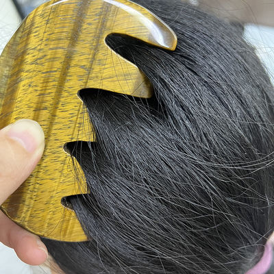 Meridian Care Jade Comb Natural Tiger Eye Stone Gua Sha raspador para el masaje de la cabeza y la piel