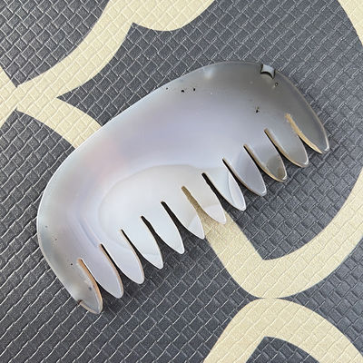 Natural Agate Gris Jade Guasha peine La última cabeza y meridiano herramienta de masaje para masaje de cara / cuerpo