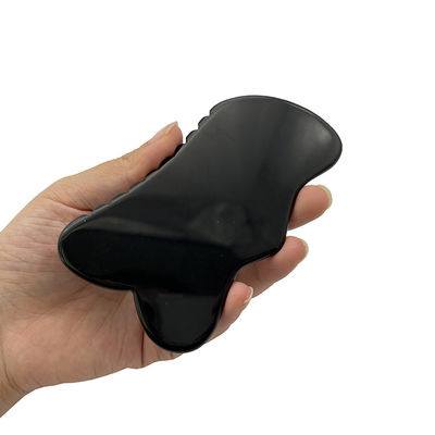 Masajeador Facial Obsidiano Guasha Hermoso Masaje Raspado Obsidiano Negro Masajeador Facial Acupuntura Gua Sha Eye Face Board Herramienta SPA