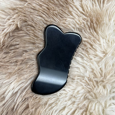 Masajeador Facial Obsidiano Guasha Hermoso Masaje Raspado Obsidiano Negro Masajeador Facial Acupuntura Gua Sha Eye Face Board Herramienta SPA
