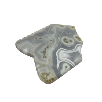 Agate gris Facial Guasha Elevación de la piel Firming mano natural Curación de Jade Gua Sha Herramienta de masaje para el fortalecimiento de la cara y la piel