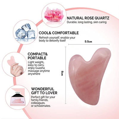 Masajista Forma de corazón Gua Sha Tabla Jade Stone para masaje facial SPA Tratamiento de acupuntura