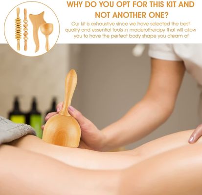 Bastón de masaje Gua Sha de madera para terapia SPA carbonizada natural y masaje corporal