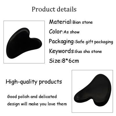 Piedra Bian Negro Natural Forma de Corazón Gua Sha Herramienta de Masaje para Meditación Relajante Spa