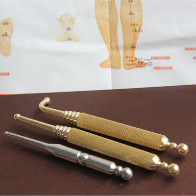 Herramienta de masaje de tejidos profundos relajante Pluma de acupresión manual de latón para reflexología Masajista de puntos de presión