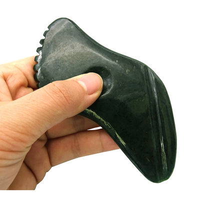 Nefrita verde oscuro natural Jade Gua Sha Herramientas de masaje corporal raspado tradicional para el cuerpo completo 11.8cm*6cm*0.9cm