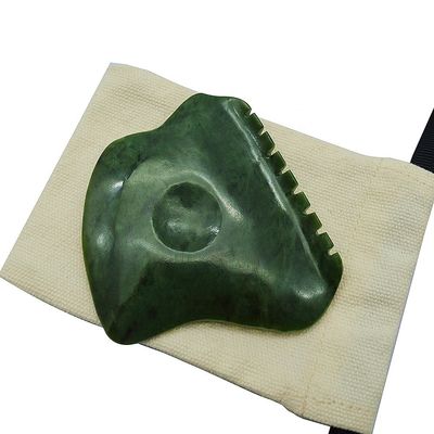 Logotipo personalizado Nefrita verde de jade Anti celulitis Guasha raspador para el cuidado de la piel facial