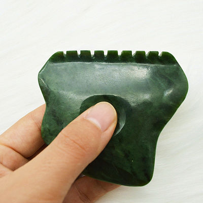 Logotipo personalizado Nefrita verde de jade Anti celulitis Guasha raspador para el cuidado de la piel facial