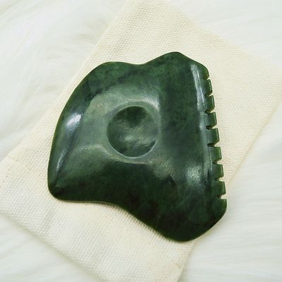 Logotipo personalizado Nefrita verde de jade Anti celulitis Guasha raspador para el cuidado de la piel facial