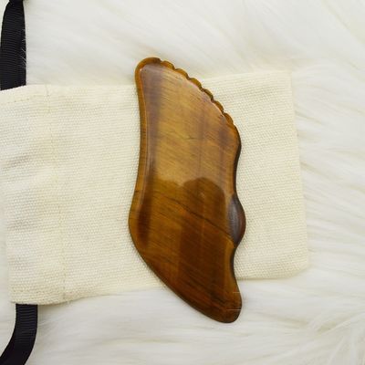 Artesanía hecha a mano Gua Sha Ojo de tigre natural Masajeador de piel para la cara Ojos Cuello Nody Relajación muscular OEM ODM