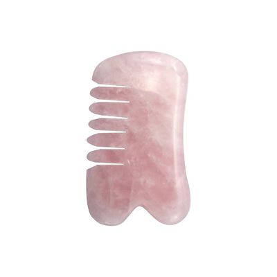 Artesanía hecha a mano rosa natural de cuarzo Gua Sha raspado de masaje peine de pelo Guashsa para la cabeza modo de masaje No abkgs-030