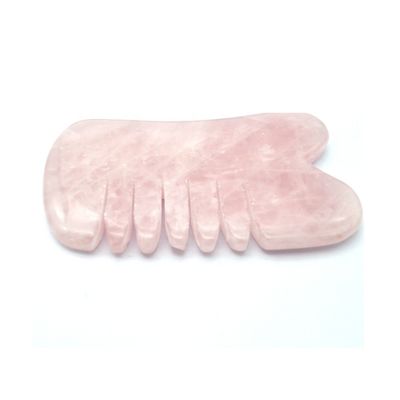 Artesanía hecha a mano rosa natural de cuarzo Gua Sha raspado de masaje peine de pelo Guashsa para la cabeza modo de masaje No abkgs-030