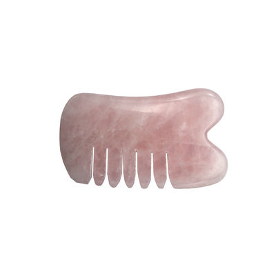 Artesanía hecha a mano rosa natural de cuarzo Gua Sha raspado de masaje peine de pelo Guashsa para la cabeza modo de masaje No abkgs-030
